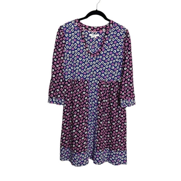 Boden Blue Pink Black Floral Sheath Dress Size 4R  3/4 Sleeve Side Zip‎ - Picture 1 of 5